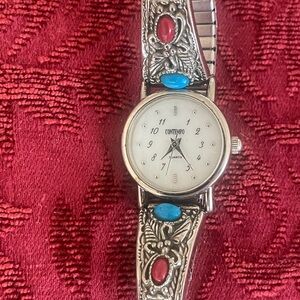 Unique Contempo Watch with Red and Blue Accent Stones